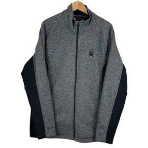 Spyder Men's Jacket XL Gray Black Full Zip Fleece Lined Jacket‎ Skiing
